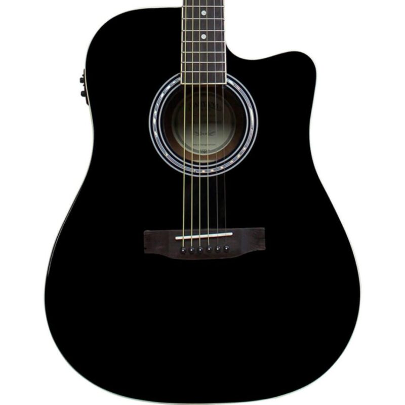 Santana LA-100EQCW v2 black acoustic guitar