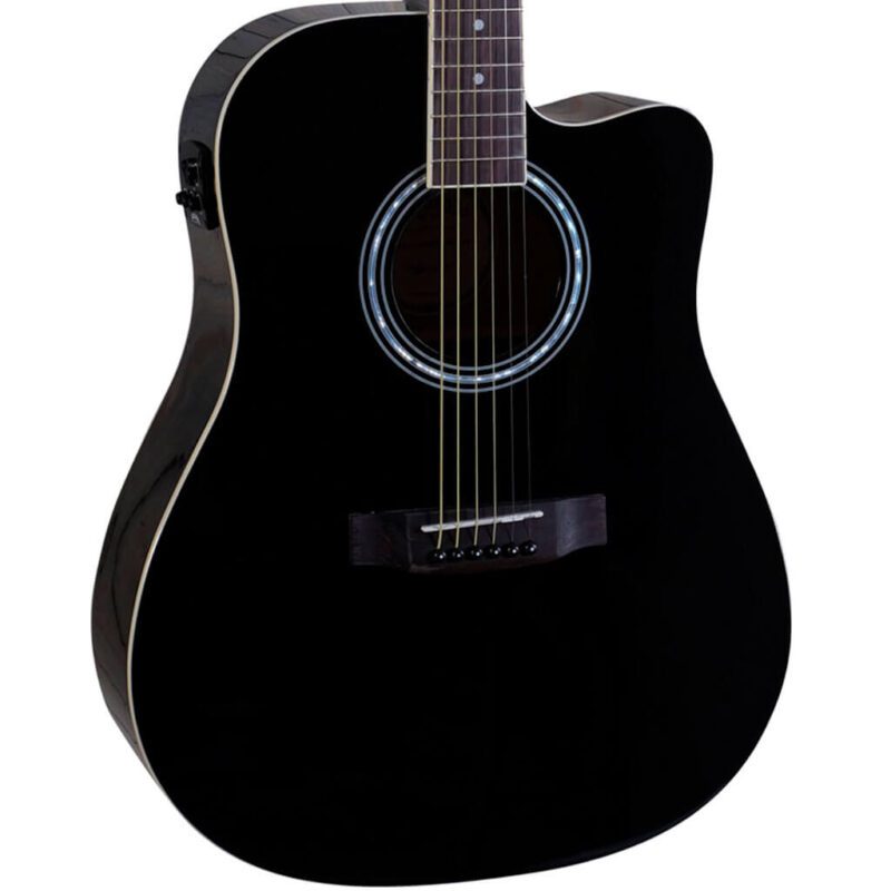 Santana LA-90EQCW V2 black acoustic guitar